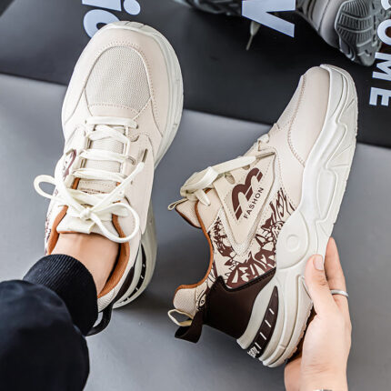 M0215 Men's Casual Sneakers Summer Hot Fashion Breathable Walking Running Shoes Thick-Sole Dad Style Insole Material Mesh PU